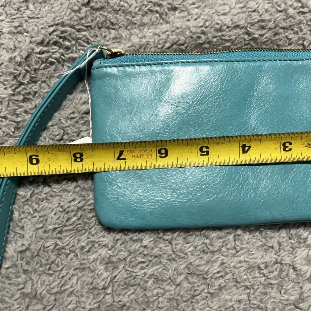 Hobo leather phone wallet wristlet turquoise